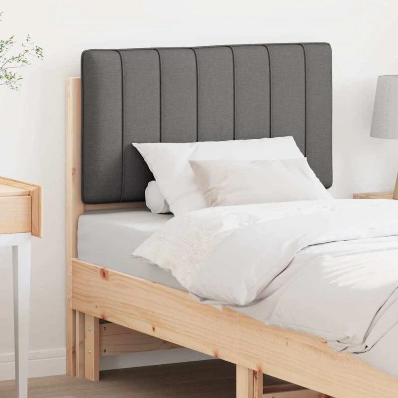 vidaXL Polstret Sengegavl Brun/Mørkegrå 80 cm Massiv Fyrretræ