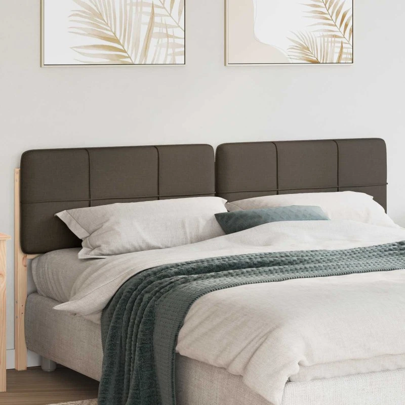 vidaXL Polstret Sengegavl Brun/Taupe 200 cm Massiv Fyrretræ
