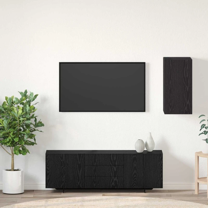 vidaXL Væg TV Skab Sort 30,5 x 30 x 60 cm Konstrueret Træ