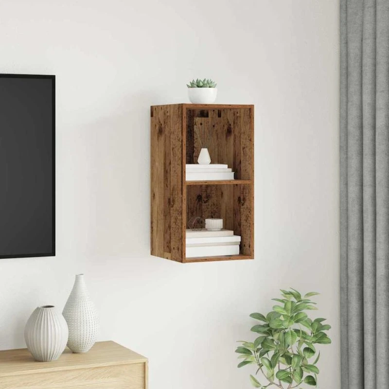 vidaXL Væghængt TV-skab Gammelt træ 37 x 37 x 72 cm