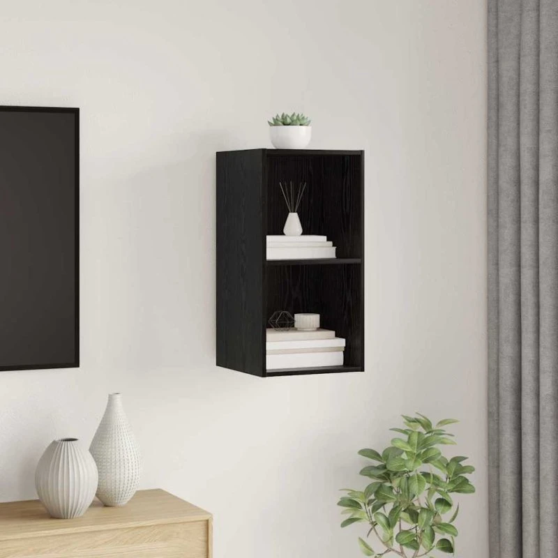 vidaXL Vægmonteret TV-skab Sort 37 x 37 x 72 cm Konstrueret træ