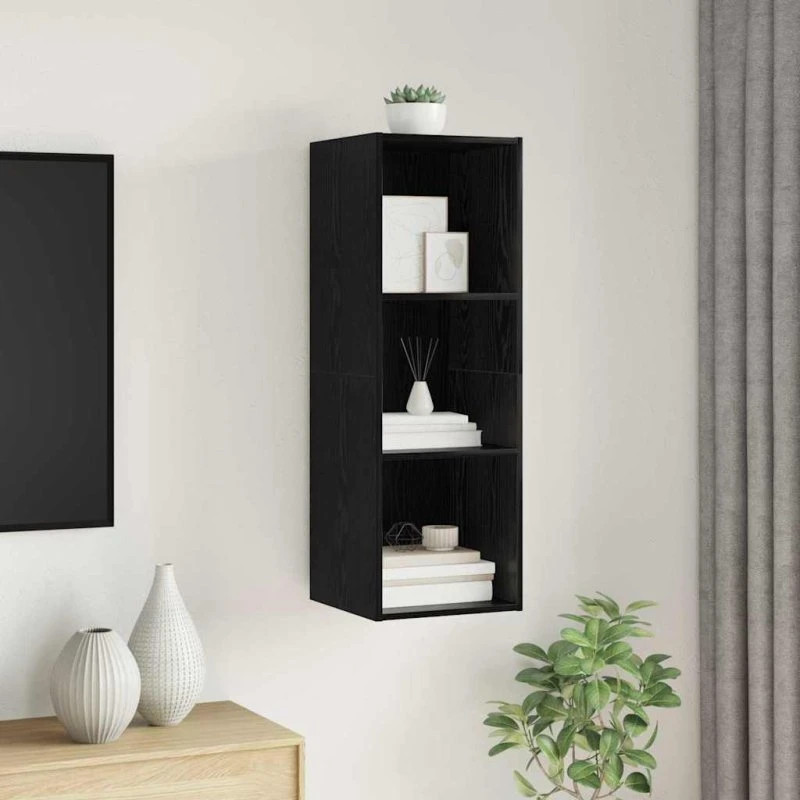vidaXL TV-møbelsæt, Sort, 37 x 37 x 107 cm, Konstrueret træ