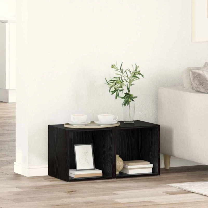 vidaXL TV-møbelsæt 2 pcs Sort 37 x 35 x 37,5 cm Konstrueret træ