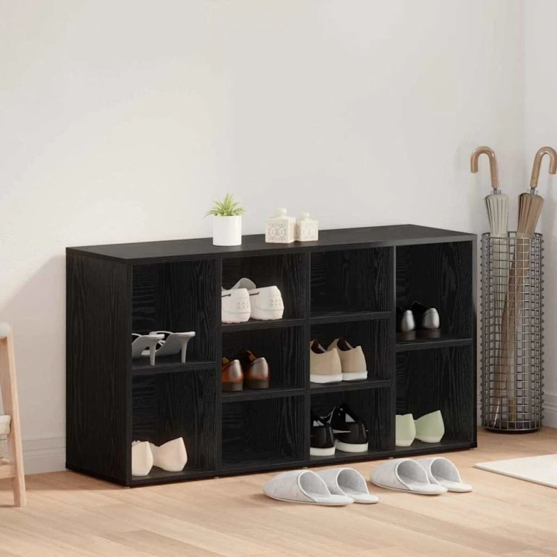 vidaXL Sko bænk med hylde, Sort, 103 x 30 x 54,5 cm, Konstrueret træ