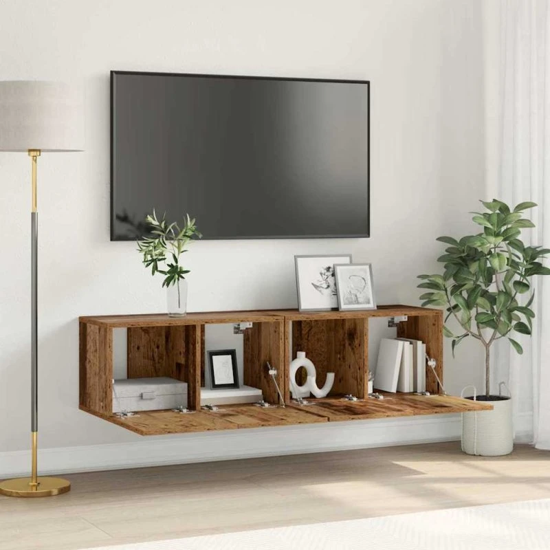 vidaXL TV-møbelsæt 2 stk, 60 x 30 x 30 cm, konstrueret træ, flerfarvet