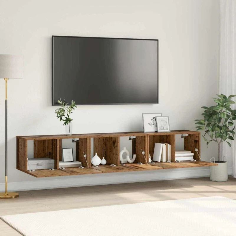 vidaXL TV-møbelsæt 3 stk, Brun, 60 x 30 x 30 cm, Konstrueret træ