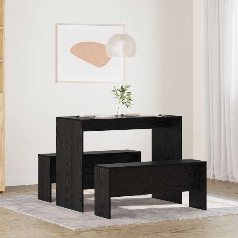 vidaXL Spisestuesæt 2 stk Sort Eg 97 x 47 x 75 cm Konstrueret Træ
