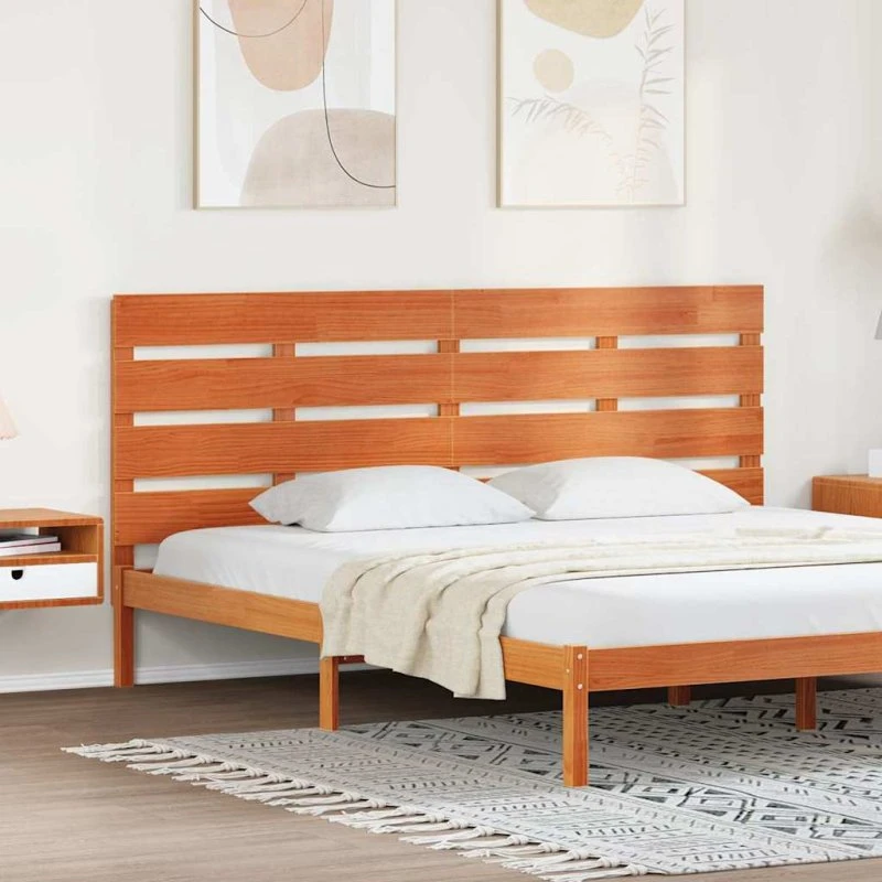 vidaXL Hovedgærde Voks Brun 200,5 x 3 x 80 cm Massivt Fyrretræ