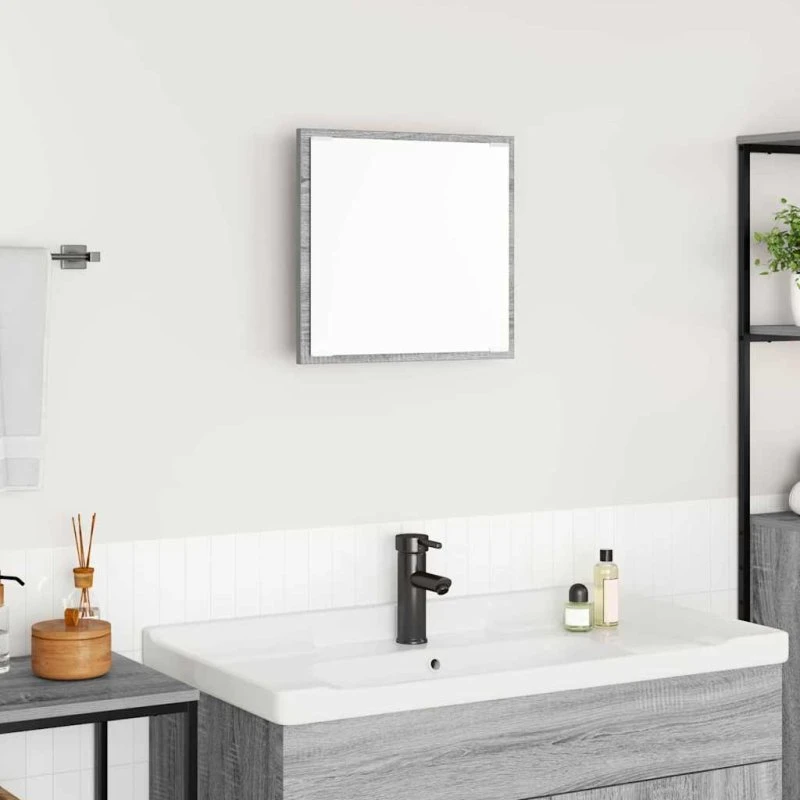 vidaXL LED badeværelsesspejl Grå Sonoma 40 x 37 x 8,5 cm