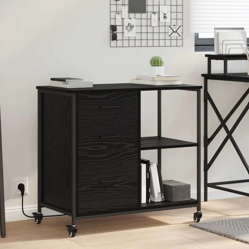vidaXL Skab med Opladningsstation, Sort, 76 x 41 x 72 cm