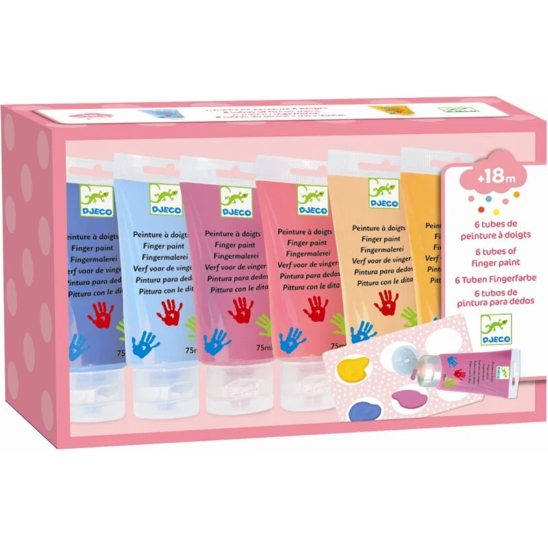 Djeco Fingermaling Pastel, 6 x 75 ml