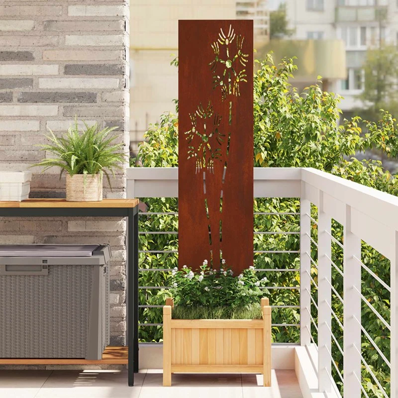 vidaXL Haveprivatlivsskærm Fretwork 32 x 140 cm Rustet Stål