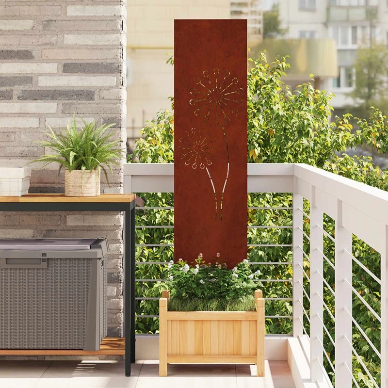 vidaXL Haveprivatlivsskærm Fretwork 32 x 140 cm, forvitret stål