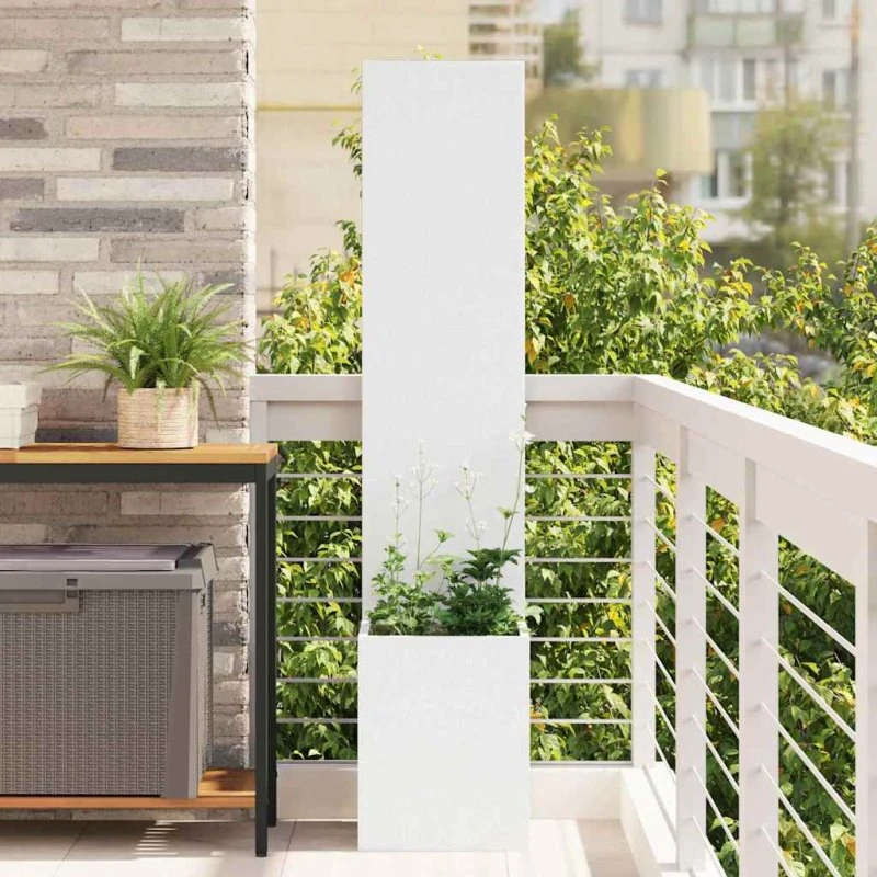 vidaXL Haveprivatlivsskærm Fretwork Hvid 32 x 150 cm Koldvalset Stål