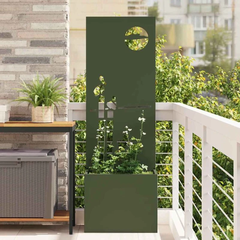 vidaXL Haveprivatlivsskærm Olivengrøn 50 x 150 cm Koldvalset stål