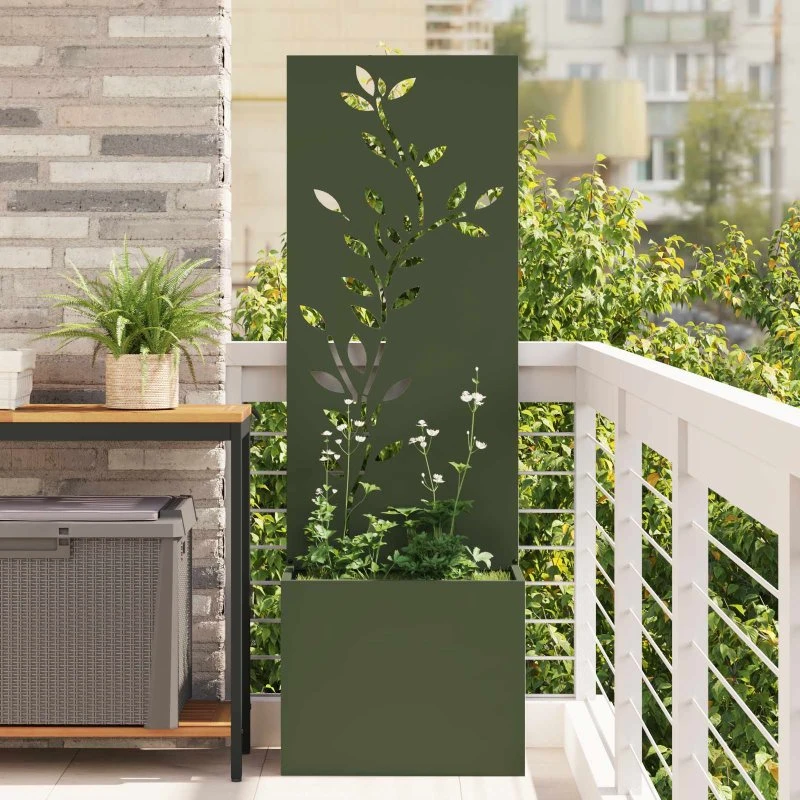 vidaXL Haveprivatlivsskærm Olivengrøn 50 x 150 cm Koldvalset stål