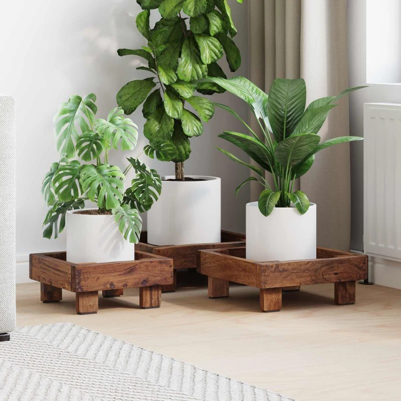 vidaXL Planteholder 3 stk Brun Mahogni Træ