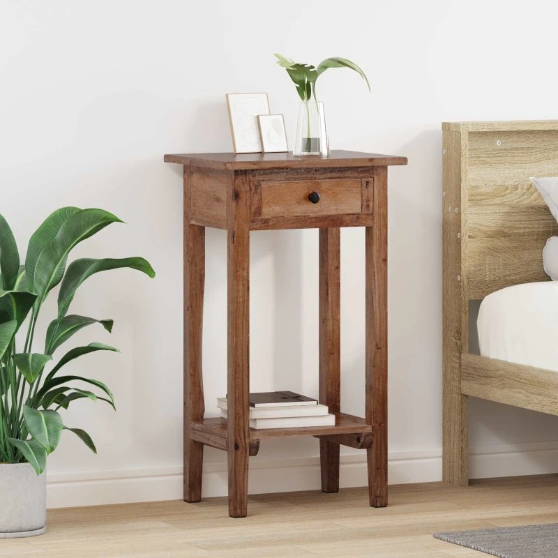 vidaXL Planteholder med skuffe Brun 34 x 25 x 52 cm Mahogni Træ