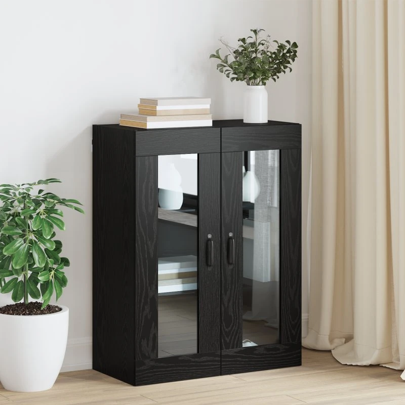 vidaXL Vægmonteret Skab 69,5 x 34 x 90 cm Sort Konstrueret Træ