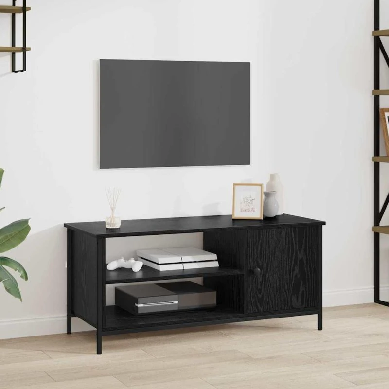 Sort TV-skab 100 x 40 x 45 cm – Konstrueret træ