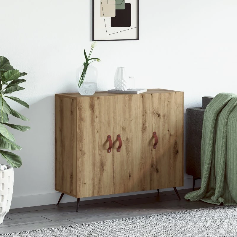 vidaXL Sideboard Artisan Egetræ 89,5 x 34 x 80 cm