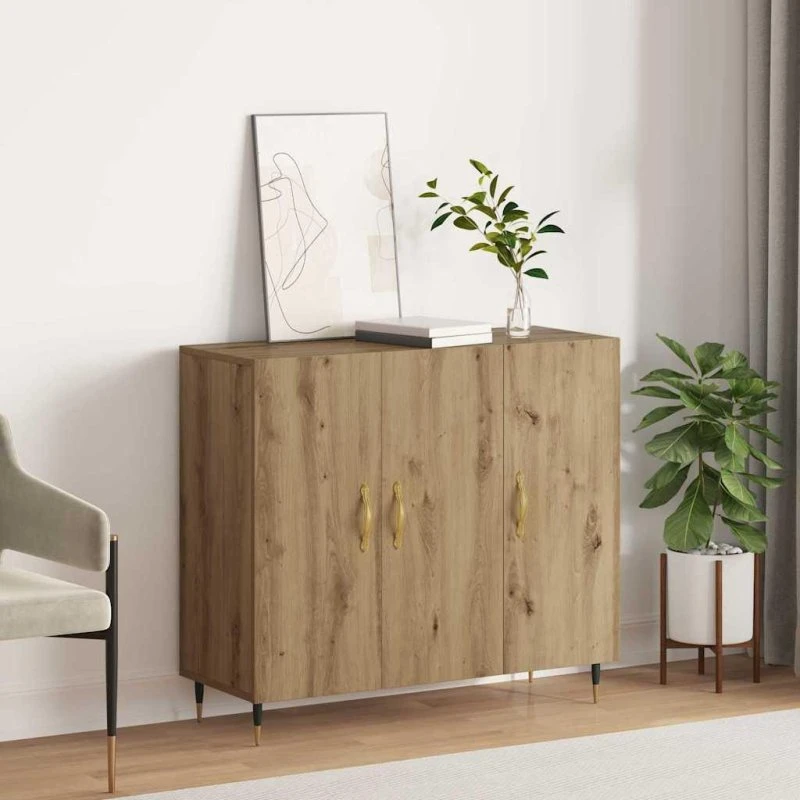 Møbelkraft Sidebord Brun 90 x 34 x 80 cm Konstrueret Træ