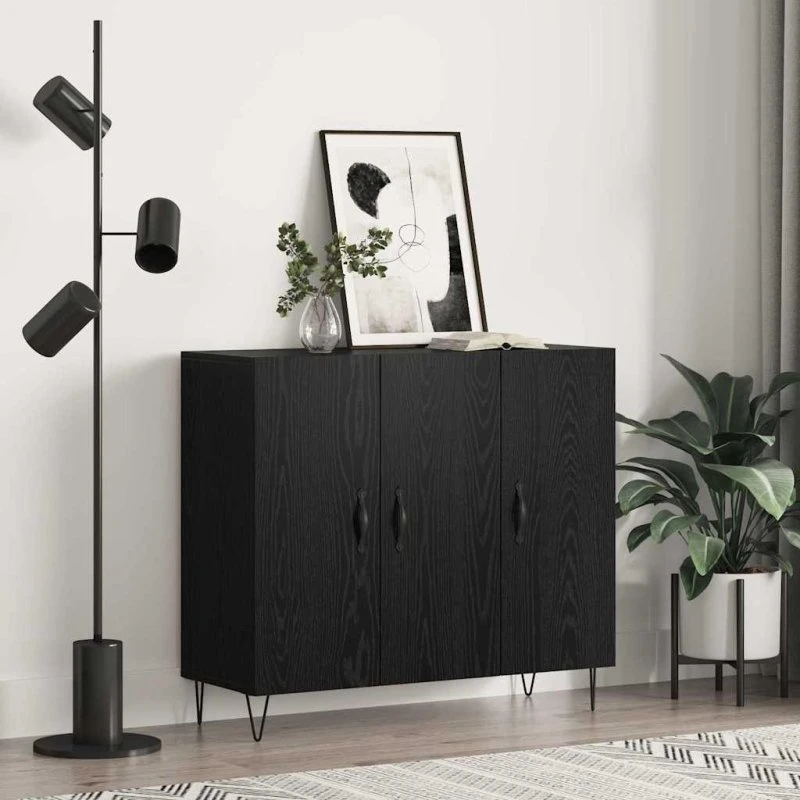 Sidebord Sort Eg 90 x 34 x 80 cm Konstrueret Træ