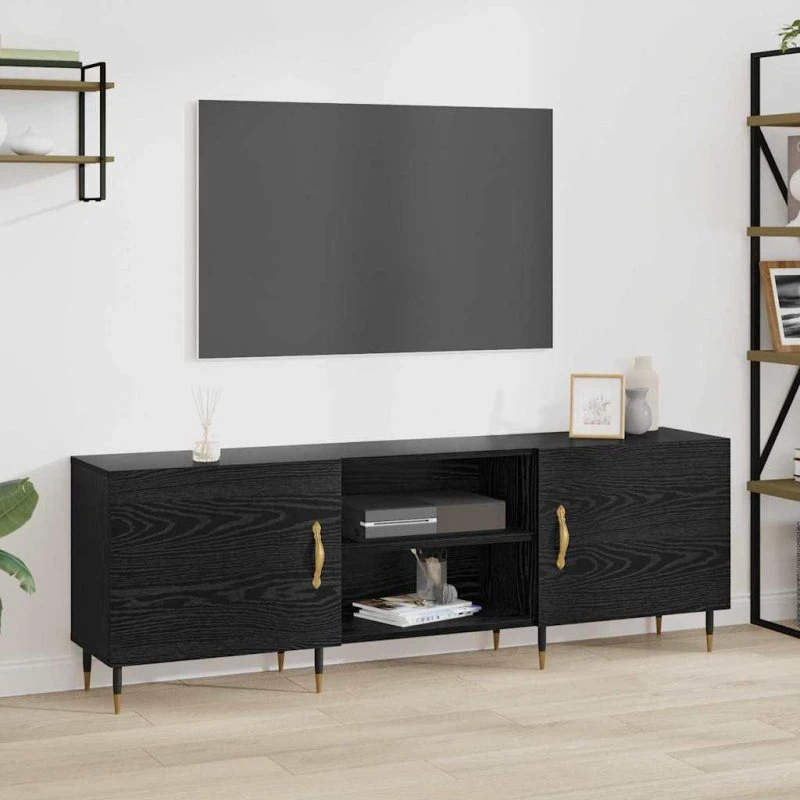 Eg TV-skab Sort 150x30x50 cm Konstrueret træ