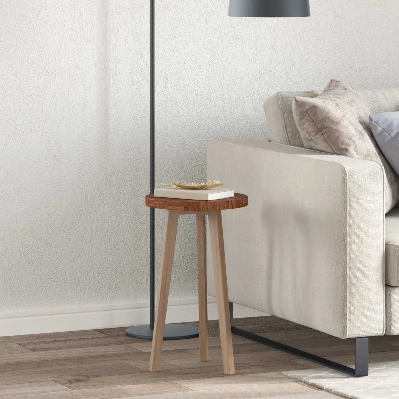 vidaXL Bordplade Lys Brun Ø30 x 2,5 cm Massivt Egetræ