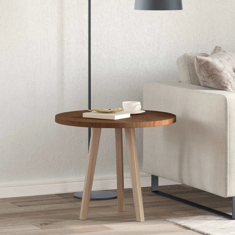 vidaXL Mørk Brun Rund Bordplade 60 x 2,5 cm Massivt Egetræ