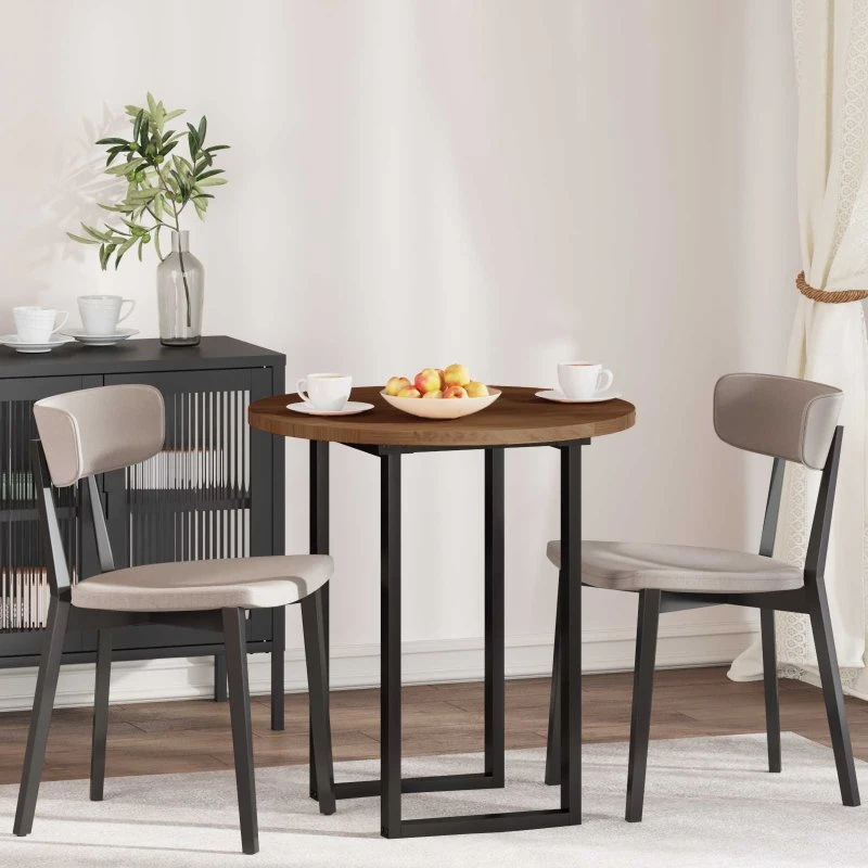 vidaXL Mørk Brun Rund Bordplade 70 x 2,5 cm Massivt Eg Træ