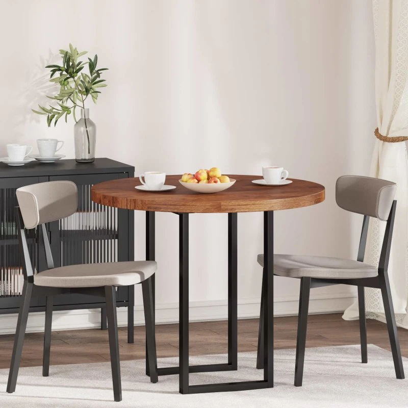 vidaXL Rund Bordplade Lysbrun Ø90 x 4 cm Massivt Egetræ
