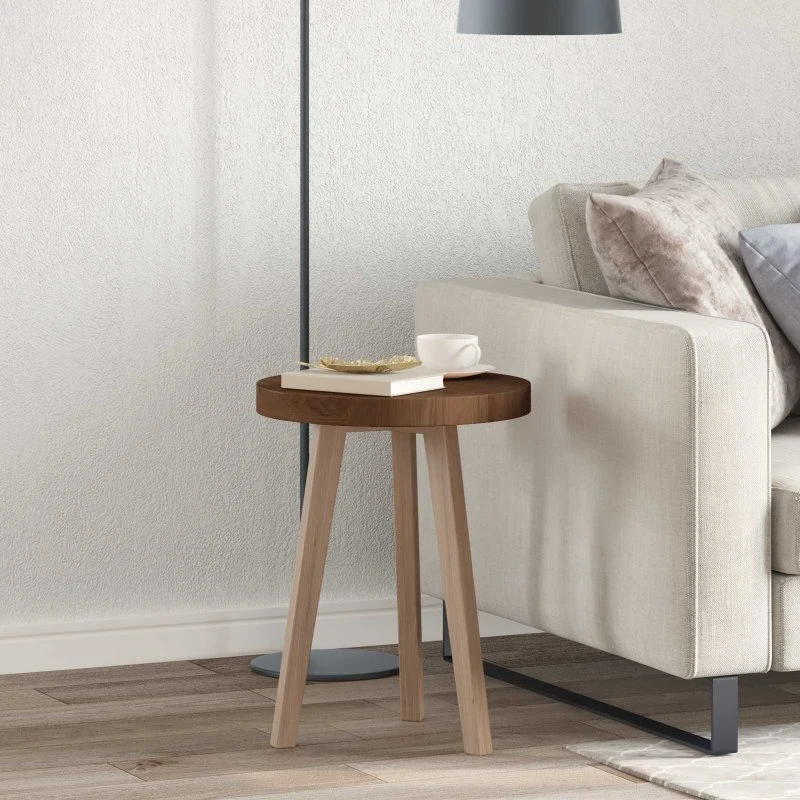 vidaXL Mørk Brun Rund Bordplade 40 x 4 cm Massivt Eg Træ