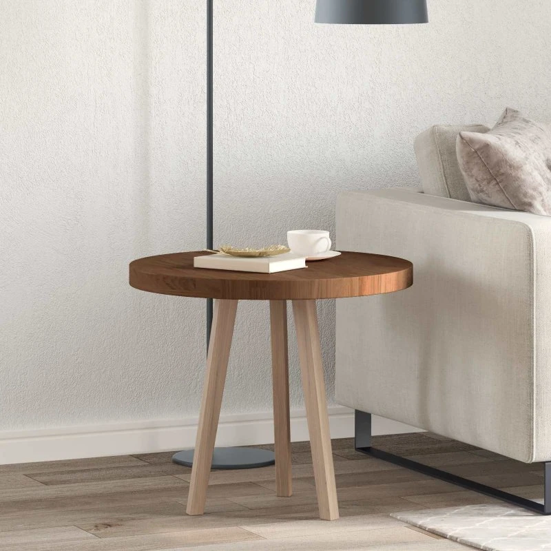 vidaXL Mørk Brun Rund Bordplade 60 x 4 cm Massivt Egetræ