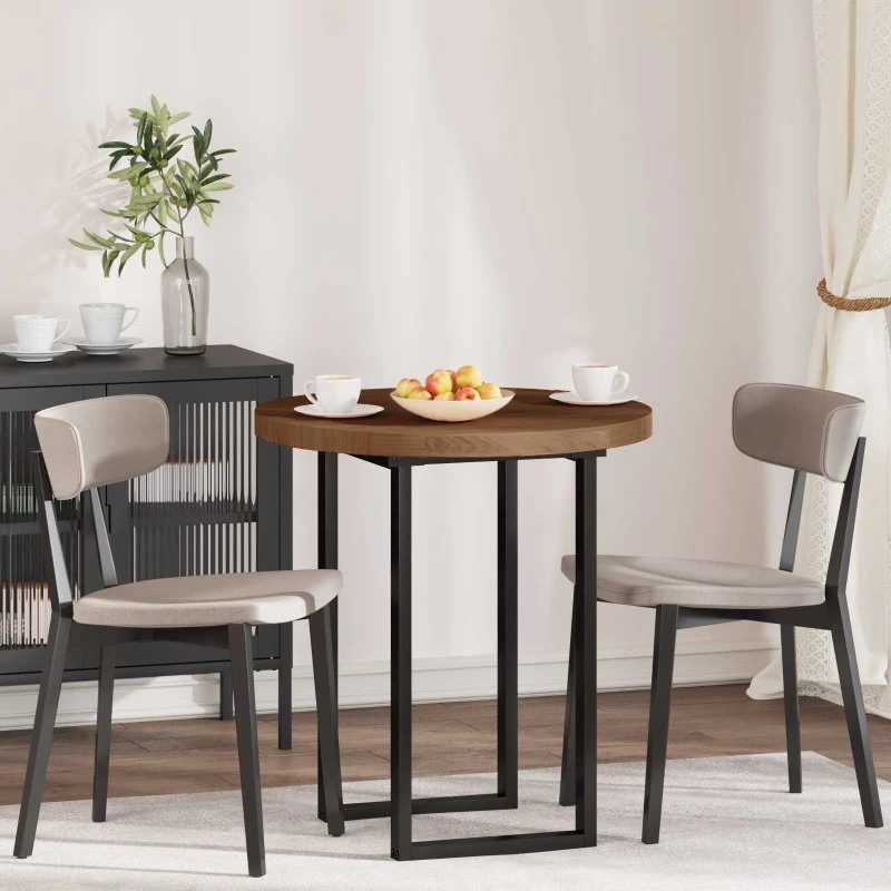 vidaXL Mørk Brun Rund Bordplade 70 x 4 cm Massivt Egetræ