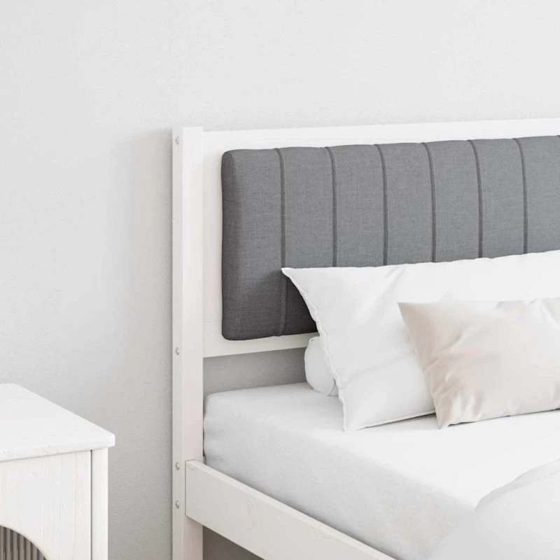 vidaXL Polstret Sengegavl Hvid 180 cm, Massiv Fyrretræ