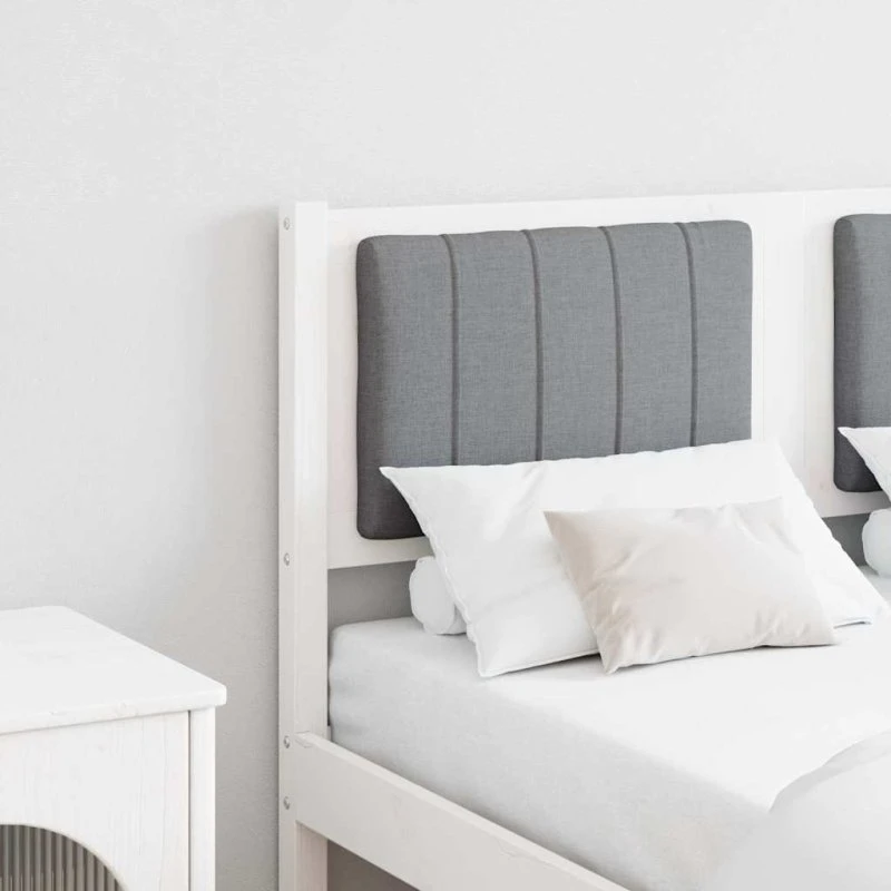vidaXL Polstret Sengegavl Hvid 120 cm, Massiv Fyrretræ