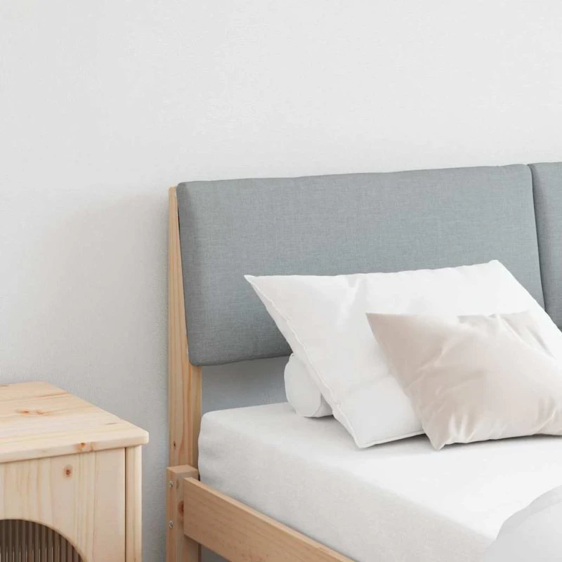 vidaXL Polstret Sengegavl Lysegrå 150 cm Massiv Fyrretræ