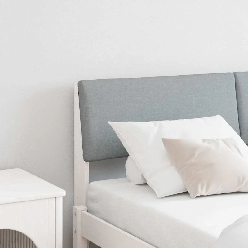 vidaXL Polstret Sengegavl Lysegrå 135 cm Massiv Fyrretræ