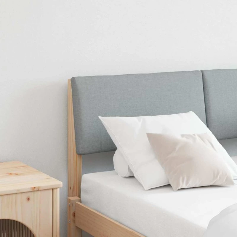 vidaXL Polstret Sengegavl Lysegrå 120 cm Massiv Fyrretræ