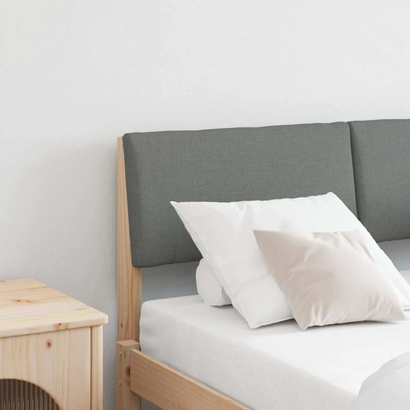 vidaXL Polstret Sengegavl Mørkegrå 120 cm Massiv Fyrretræ