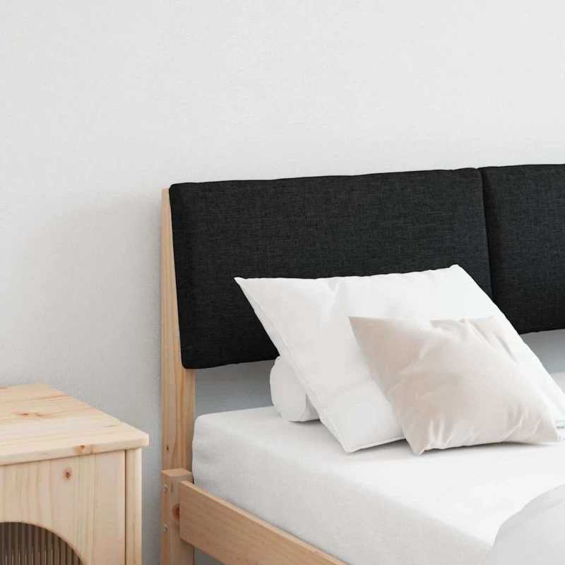 vidaXL Polstret Sengegavl Sort 120 cm Massiv Fyrretræ