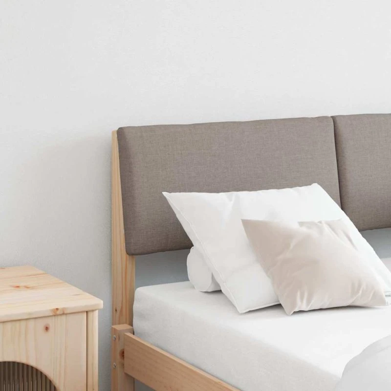vidaXL Polstret Sengegavl Gråbrun 120 cm Massiv Fyrretræ