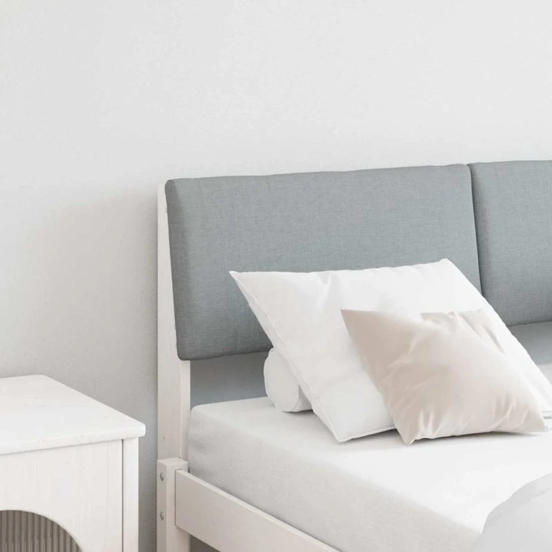 vidaXL Polstret Sengegavl Lysegrå 120 cm Massiv Fyrretræ