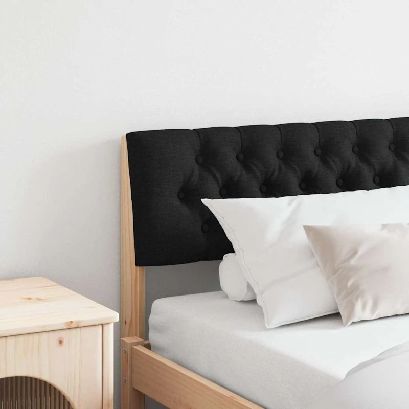 vidaXL Polstret Sengegavl Sort 200 cm Fyrretræ