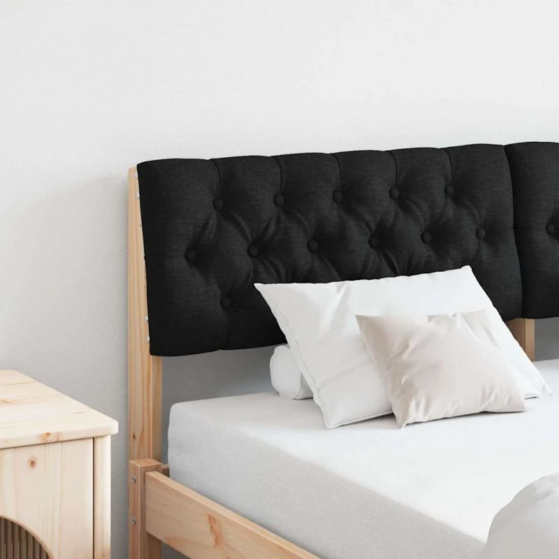 vidaXL Polstret Sengegavl Sort 140 cm Fyrretræ