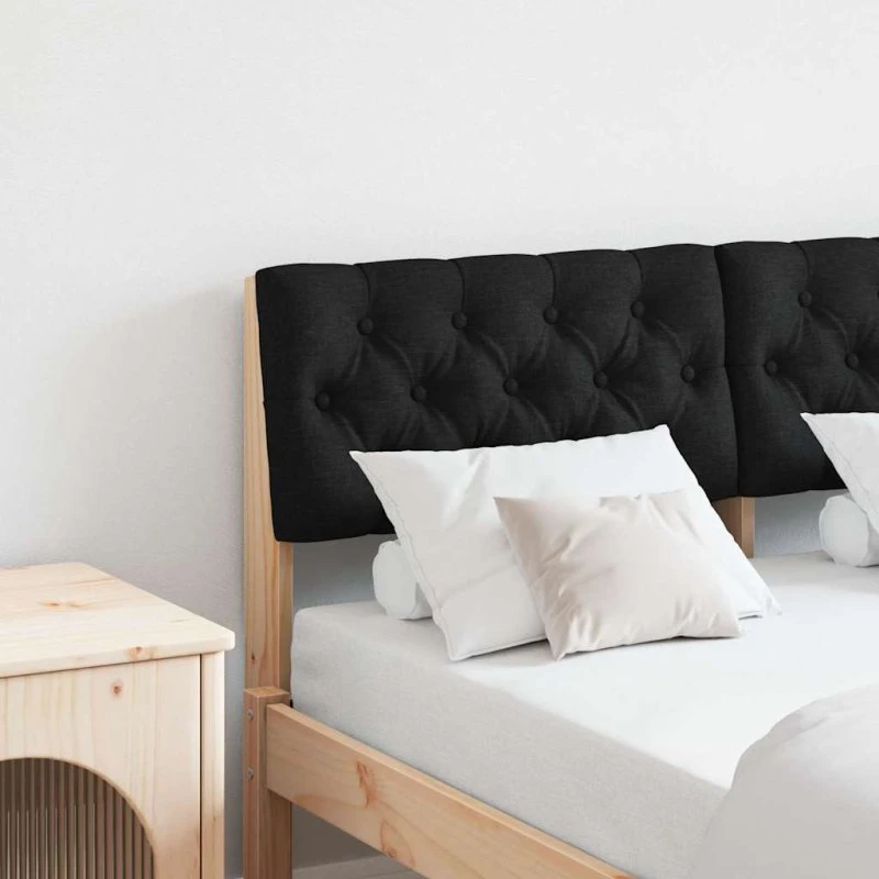 vidaXL Polstret Sengegavl Sort 120 cm Fyrretræ