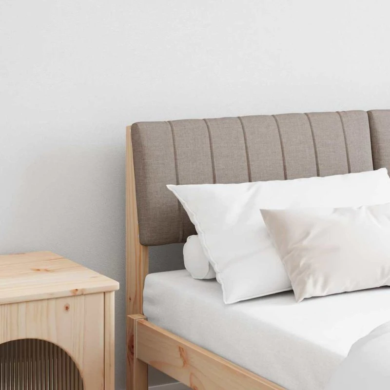 vidaXL Polstret Sengegavl Gråbrun 135 cm Massiv Fyrretræ