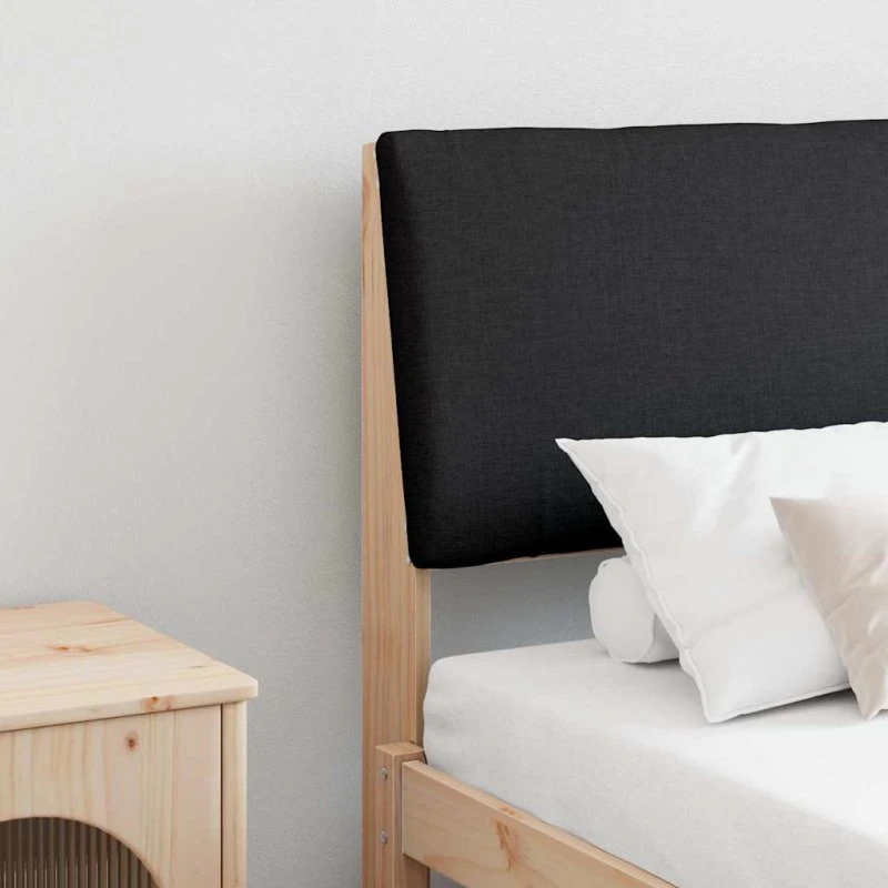 vidaXL Polstret Sengegavl Sort 200 cm Massiv Fyrretræ