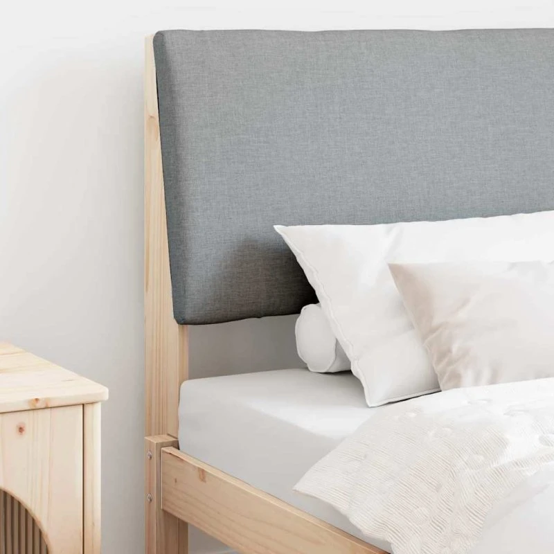 vidaXL Polstret Sengegavl Lysegrå 90 cm Massiv Fyrretræ